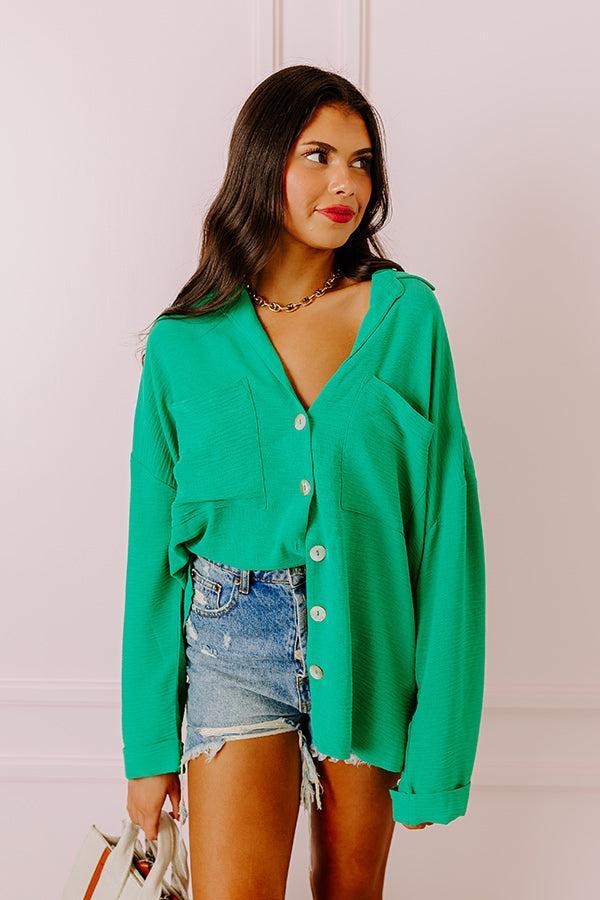 Puerto Vallarta Villa Button Up In Kelly Green Product Image