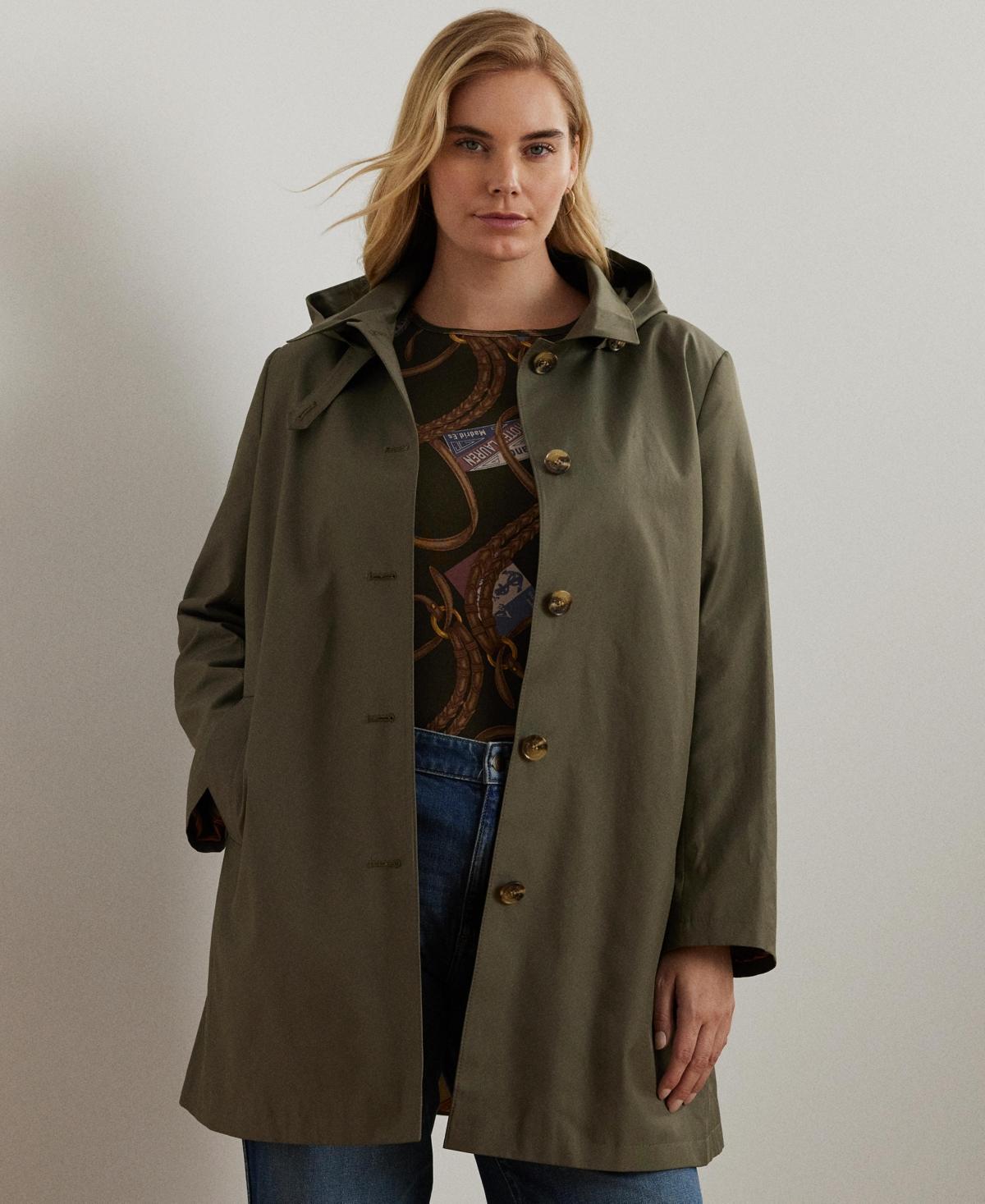 Lauren Ralph Lauren Womens Plus Size Hooded A-Line Raincoat, Created for Macys Product Image