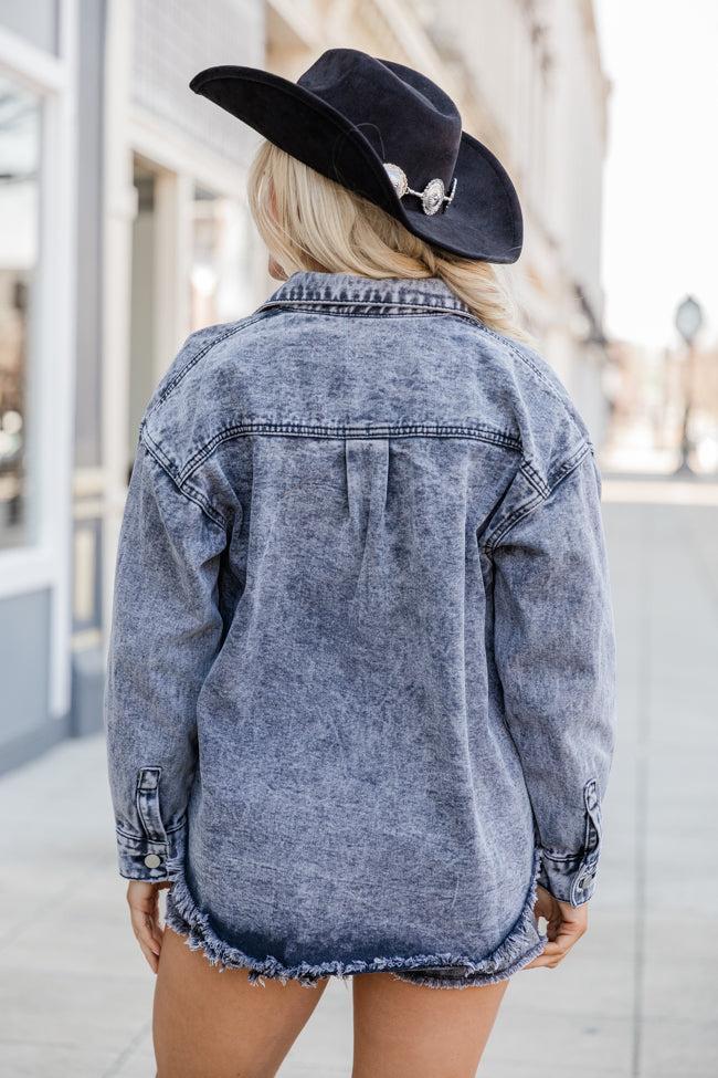 Keep On Moving Black Acid Wash Denim Shacket FINAL SALE Product Image