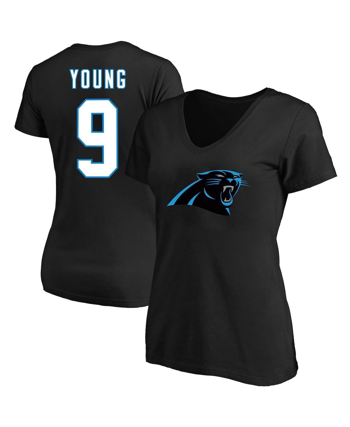 Womens Fanatics Bryce Young Black Carolina Panthers Plus Size Player Name and Number V-Neck T-shirt Product Image