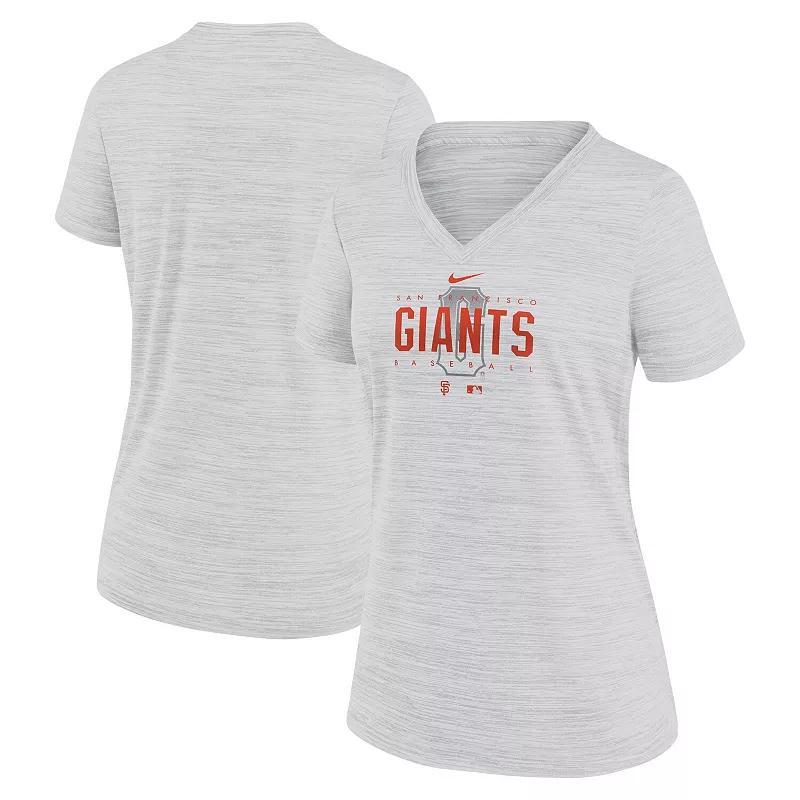 Womens Nike White San Francisco Giants City Connect Velocity Practice Performance V-Neck T-shirt Product Image