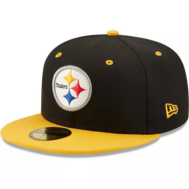 Mens New Era /Gold Pittsburgh Steelers Two-Tone Flipside 59FIFTY Fitted Hat Product Image