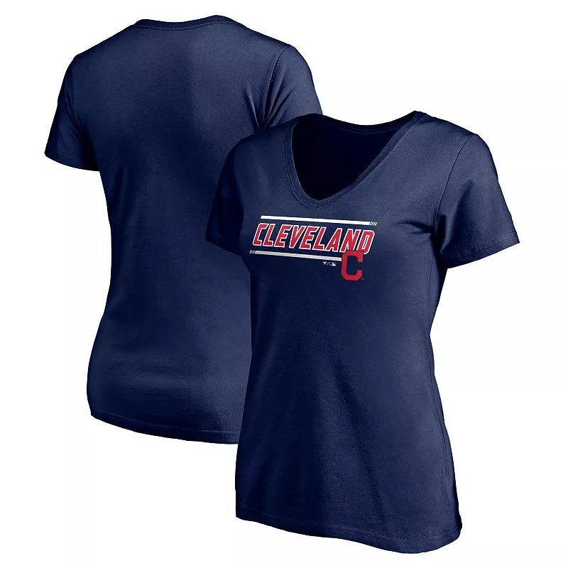 Womens Fanatics Branded Cleveland Indians Mascot In Bounds V-Neck T-Shirt Blue Product Image