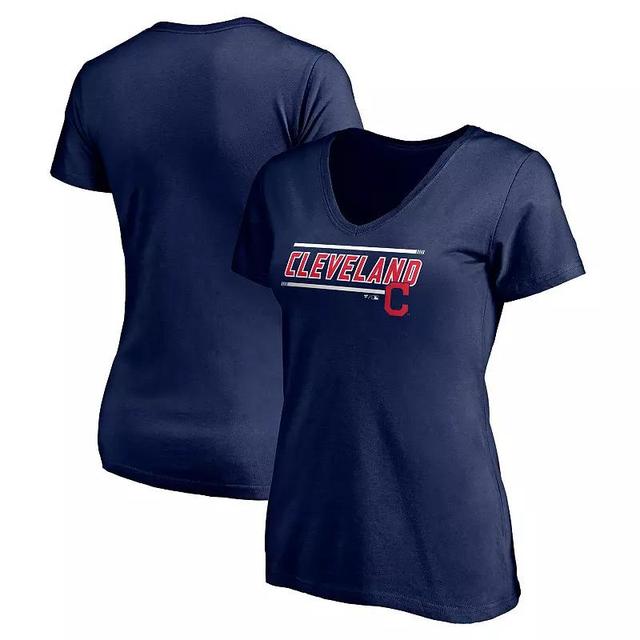 Womens Navy Cleveland Indians Plus Size Mascot in Bounds V-Neck T-shirt Product Image