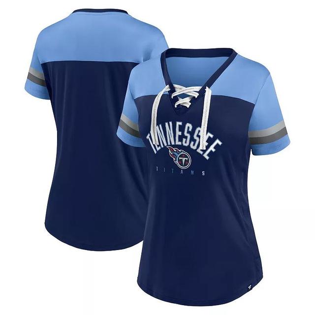 Womens Fanatics Navy Tennessee Titans Blitz and Glam Lace-Up V-Neck Jersey T-shirt - Navy Product Image