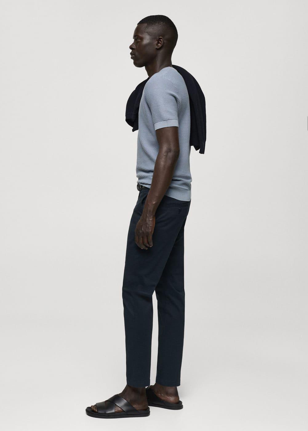 MANGO MAN - Cotton tapered crop pants dark navyMen Product Image