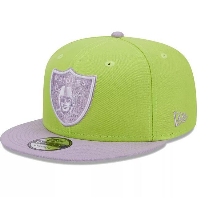 Mens New Era Neon Green/Lavender Las Vegas Raiders Two-Tone Color Pack 9FIFTY Snapback Hat Product Image