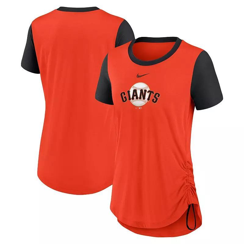 Womens Nike San Francisco Giants Hipster Swoosh Cinched Tri-Blend Performance Fashion T-Shirt Product Image