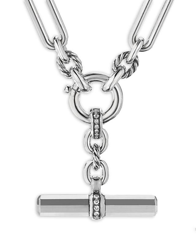 David Yurman Sterling Silver Lexington Link Necklace with Diamonds, 18 Product Image