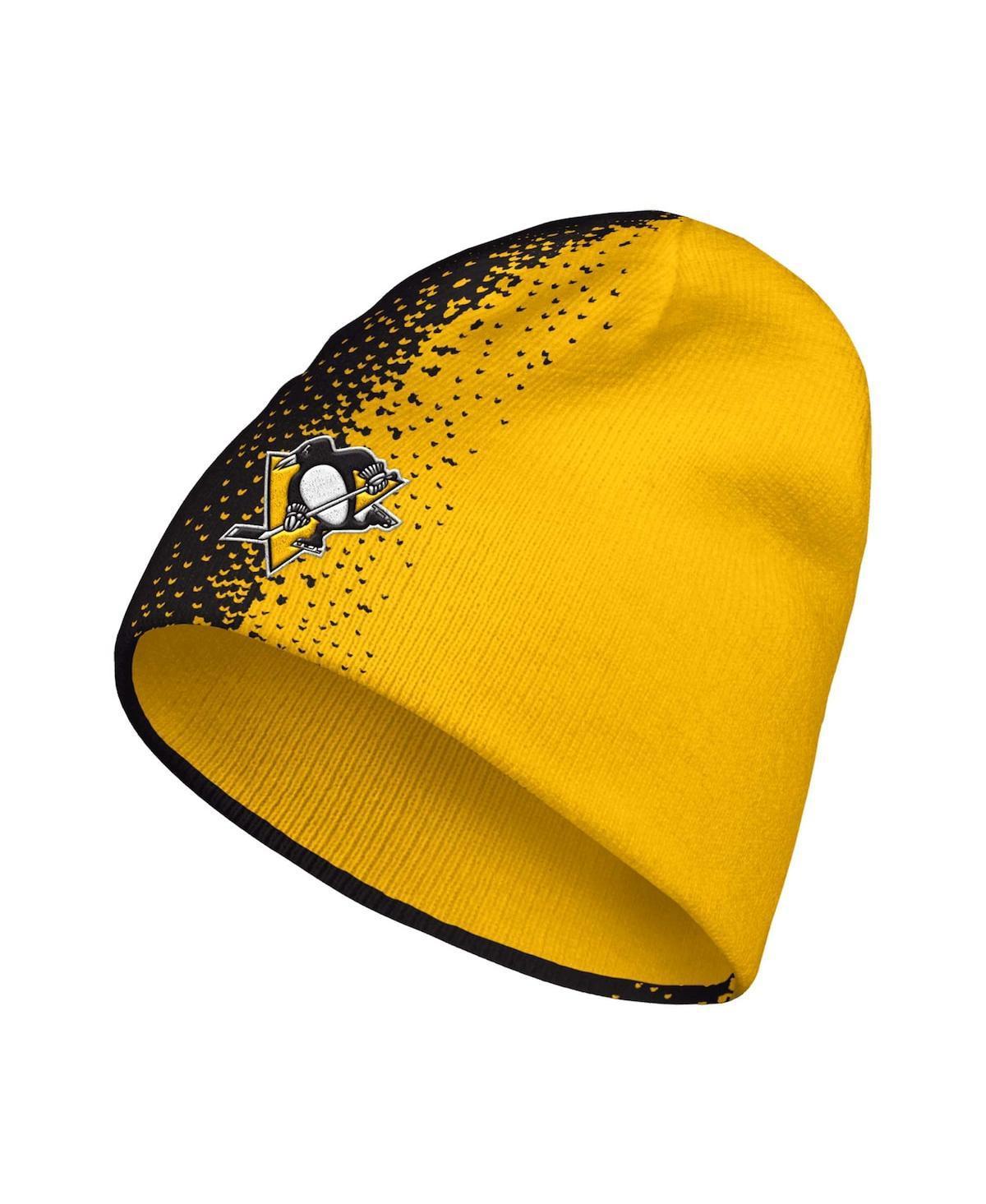 Mens adidas Black/Gold Pittsburgh Penguins Split Knit Hat Product Image