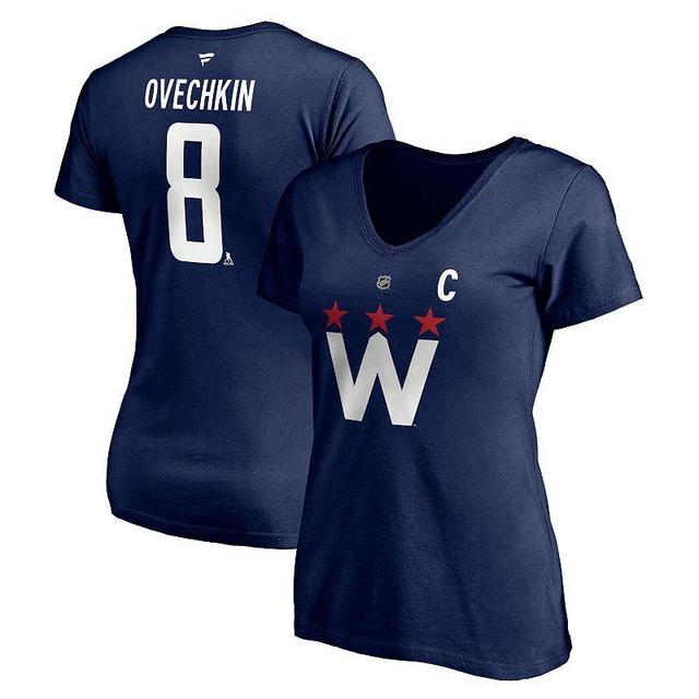 Womens Fanatics Branded Alexander Ovechkin Washington Capitals 2020/21 Alternate Authentic Stack Name & Number V-Neck T-Shirt Blue Product Image