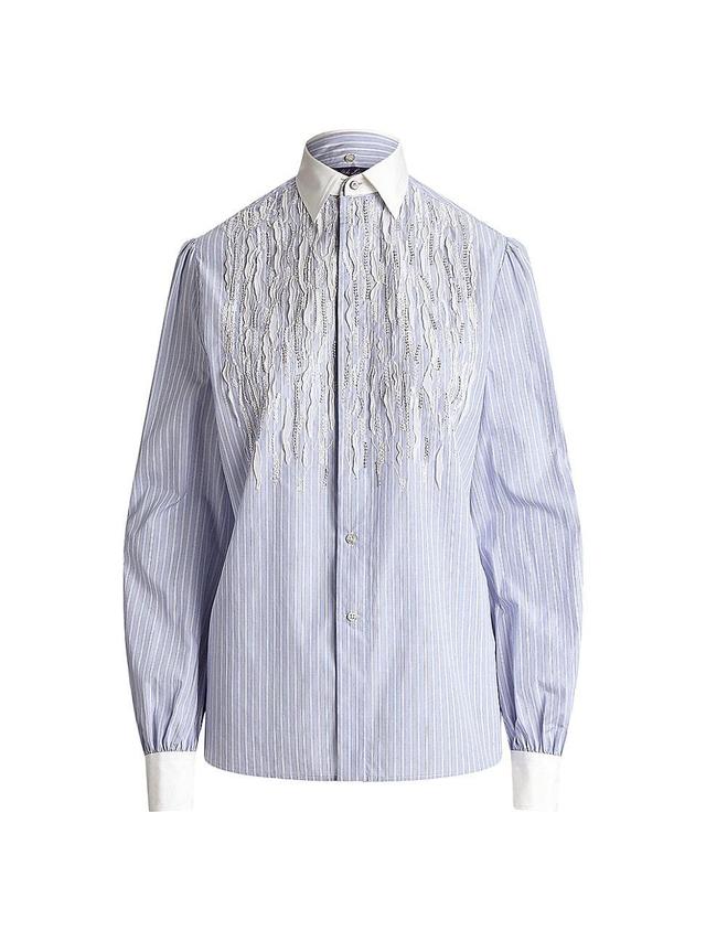 Womens Lyndy Bengal Pinstriped Poplin Lace Shirt Product Image