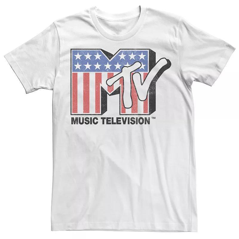 Mens MTV Music Television Vertical Patriotic Stripes Graphic Tee Product Image