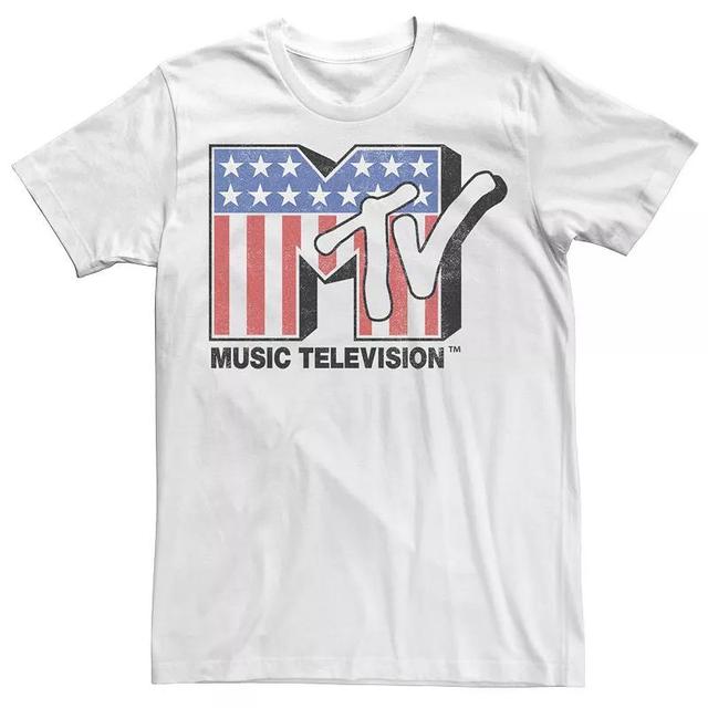 Mens MTV Music Television Vertical Patriotic Stripes Graphic Tee Product Image