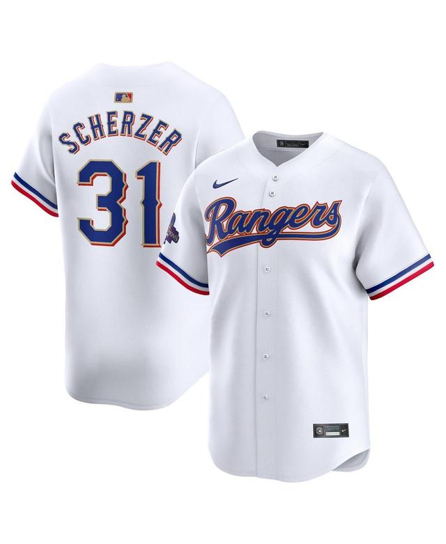 Nike Mens Max Scherzer White Texas Rangers 2024 Gold Collection Limited Player Jersey - White Product Image