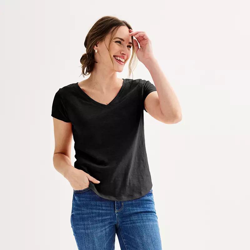 Womens Sonoma Goods For Life Everyday Short Sleeve V-Neck Tee Product Image