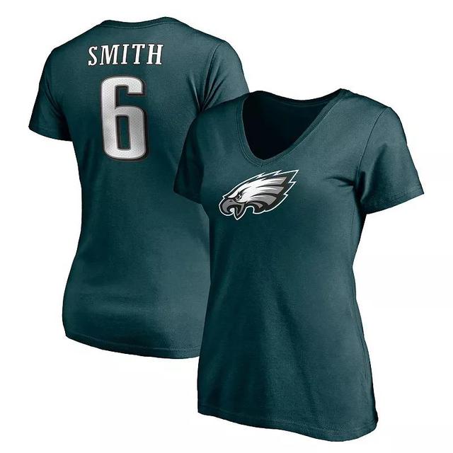 Womens Fanatics Branded DeVonta Smith Midnight Green Philadelphia Eagles Player Icon Name & Number V-Neck T-Shirt Product Image