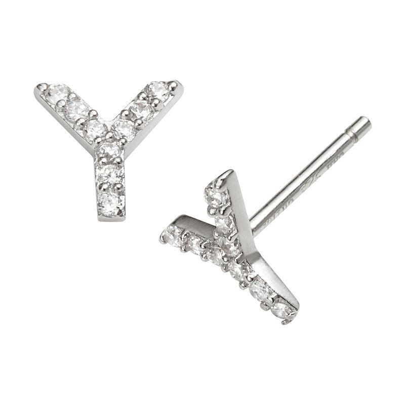 Sophie Miller Sterling Silver Cubic Zirconia Initial Stud Earrings, Womens Product Image