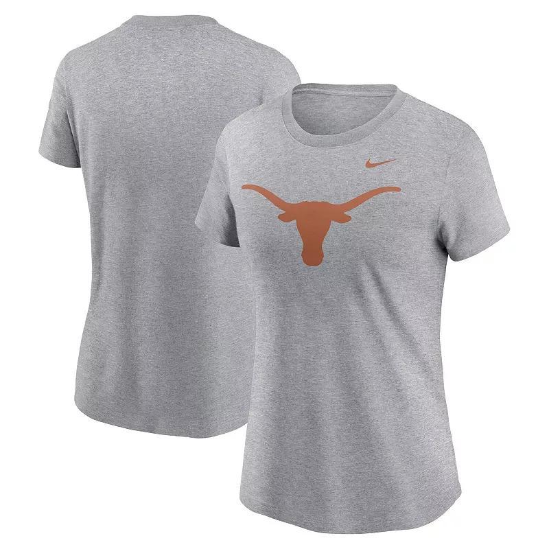 Womens Nike Heather Gray Texas Longhorns Primetime Evergreen Logo T-Shirt Product Image