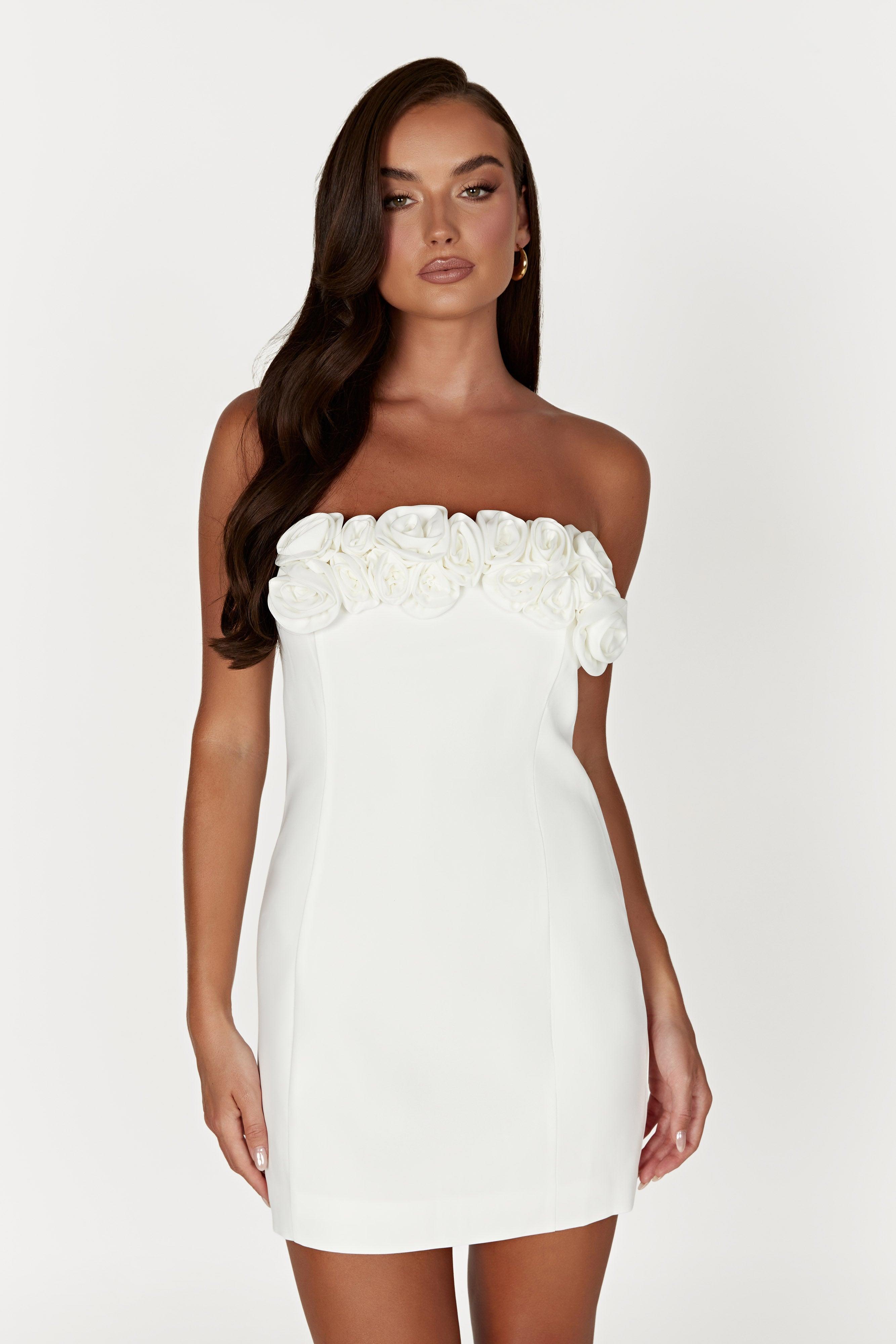 Brooks Rose Mini Dress - White Product Image