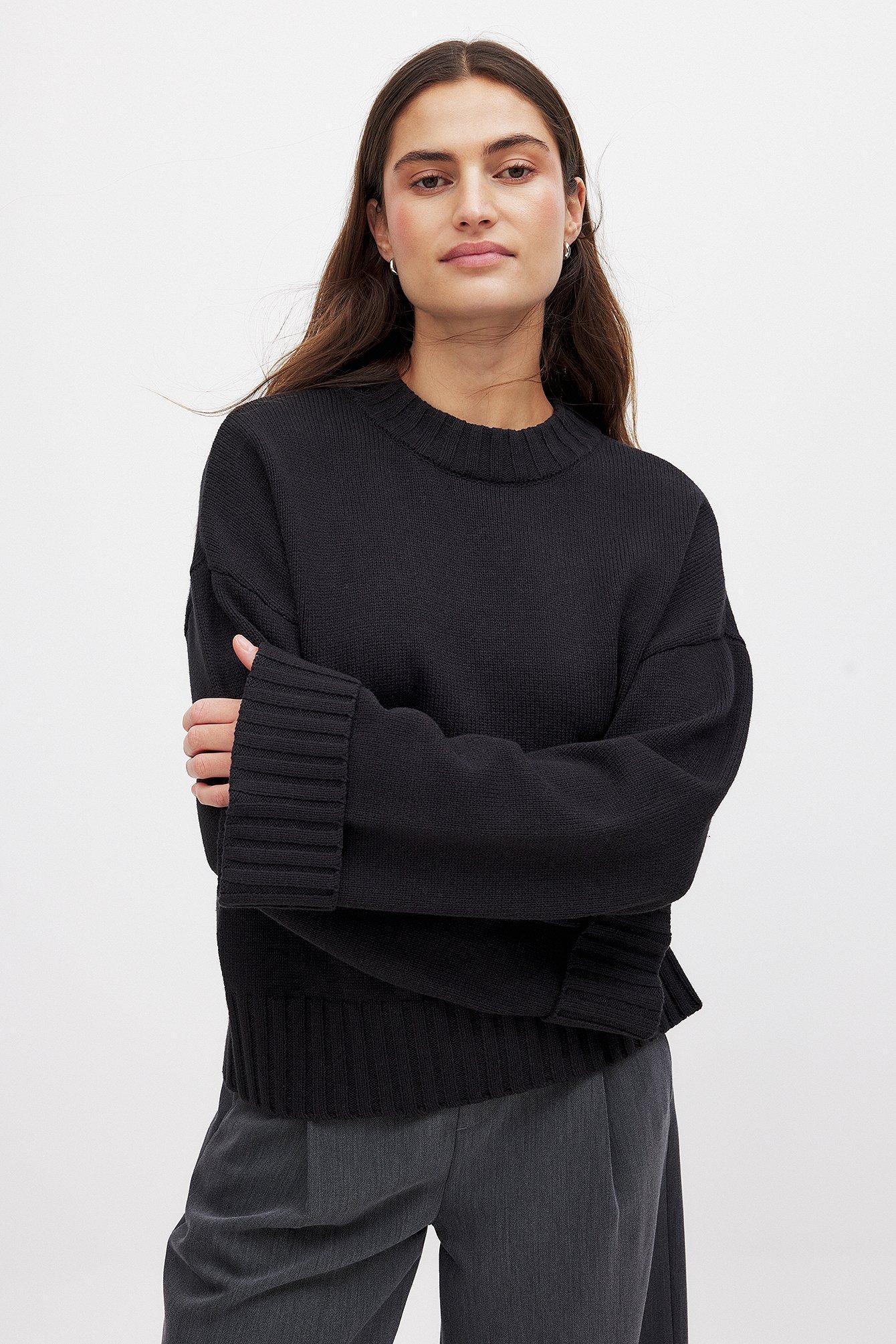 Folded Sleeve Knitted Sweater Product Image