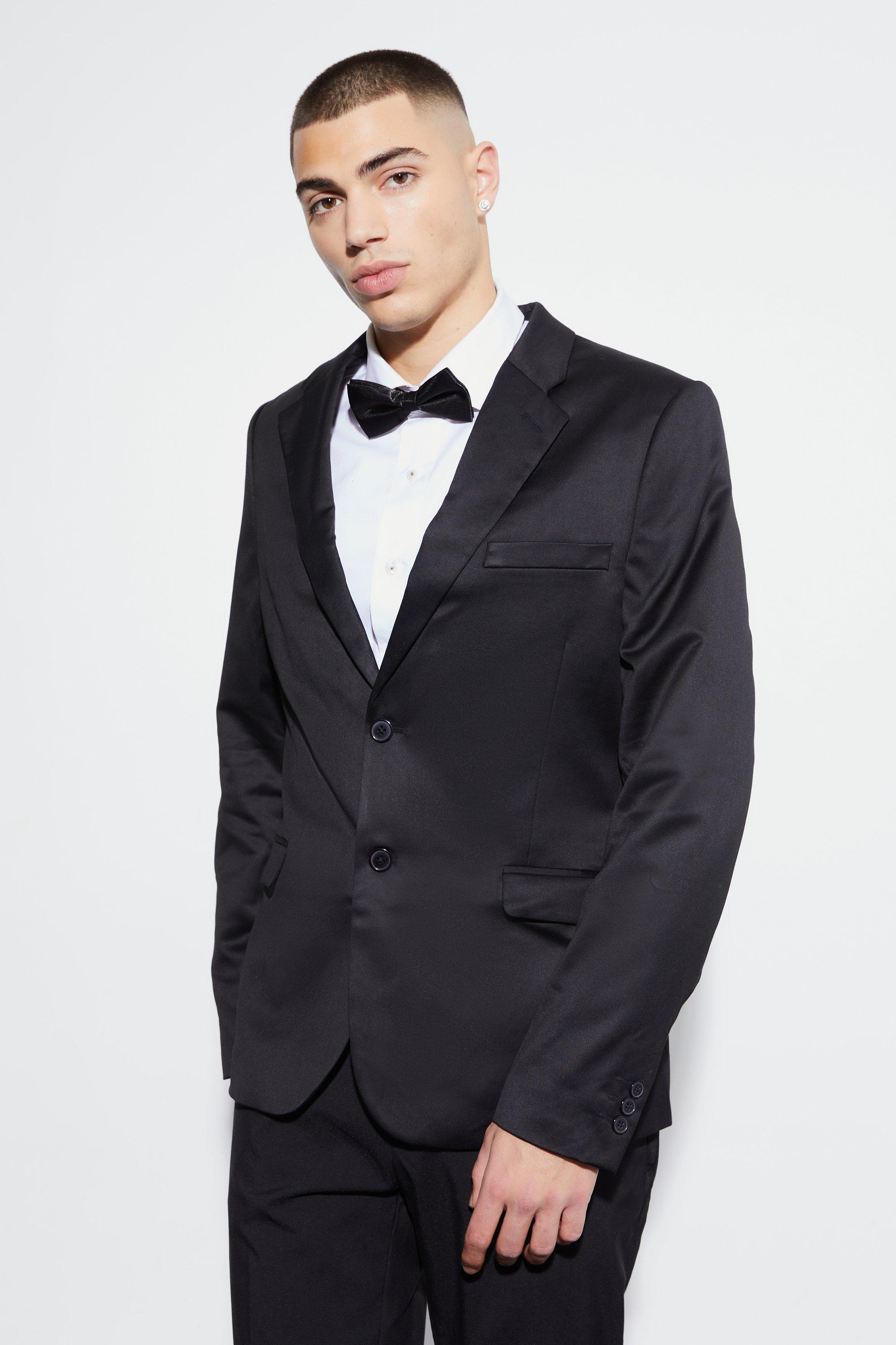 Skinny Satin Suit Jacket | boohooMAN USA Product Image