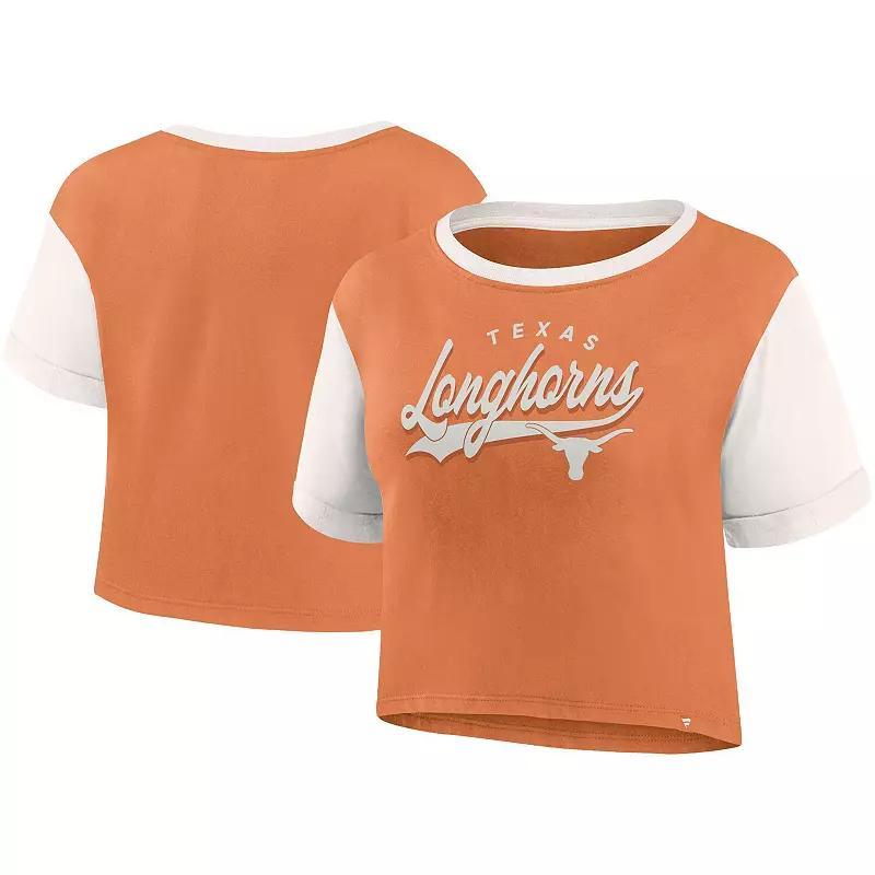 Womens Fanatics Branded Texas Orange Texas Longhorns Color-Block Script Tail T-Shirt Product Image