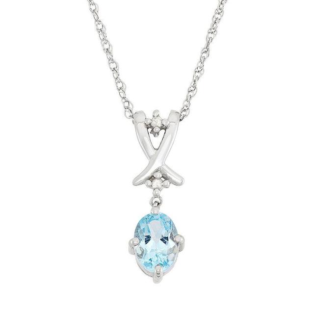 Jewelexcess Sky Blue Topaz & Diamond Accent Sterling Silver Pendant Necklace, Womens Product Image