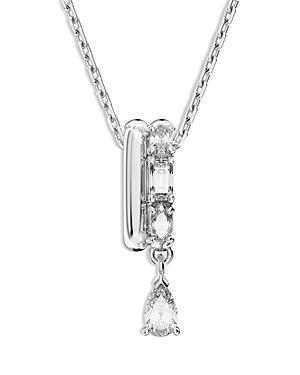 Womens Dextera Rhodium-Plated & Crystal Double-Ring Pendant Necklace Product Image