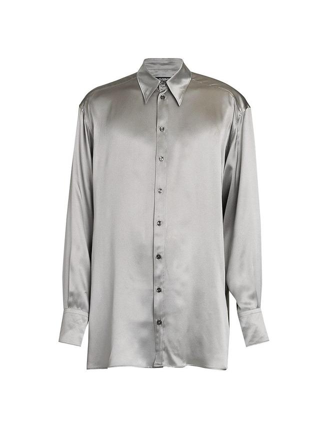 Mens Oversized Silk Button-Front Shirt Product Image