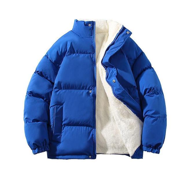 Stand Collar Two Tone Zip Puffer Jacket Product Image