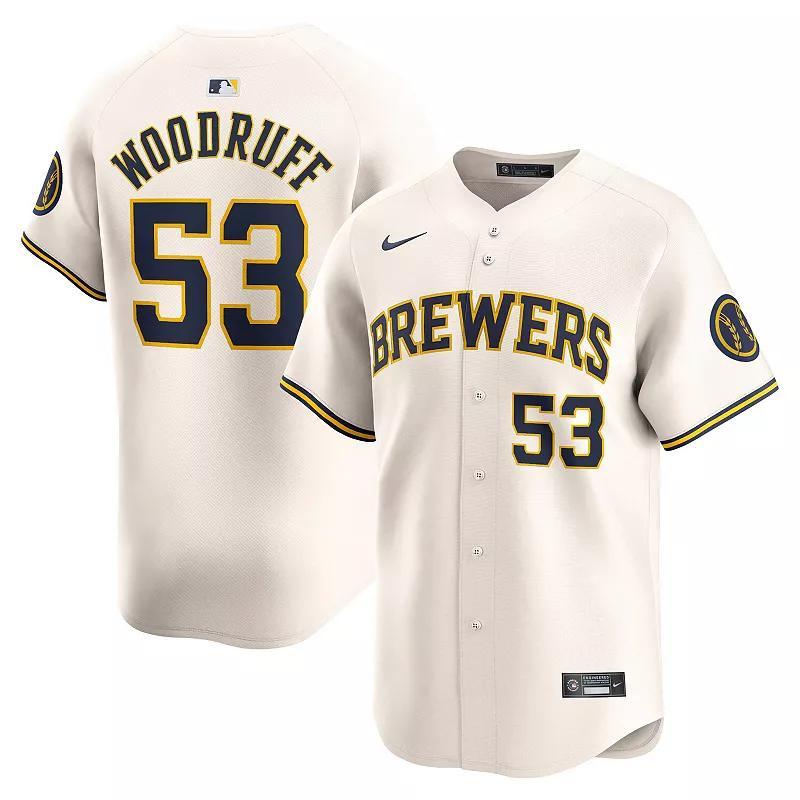 Mens Nike Brandon Woodruff Cream Milwaukee Brewers Home Limited Player Jersey Product Image