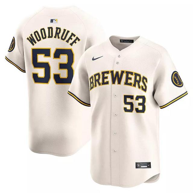 Mens Nike Brandon Woodruff Cream Milwaukee Brewers Home Limited Player Jersey Product Image