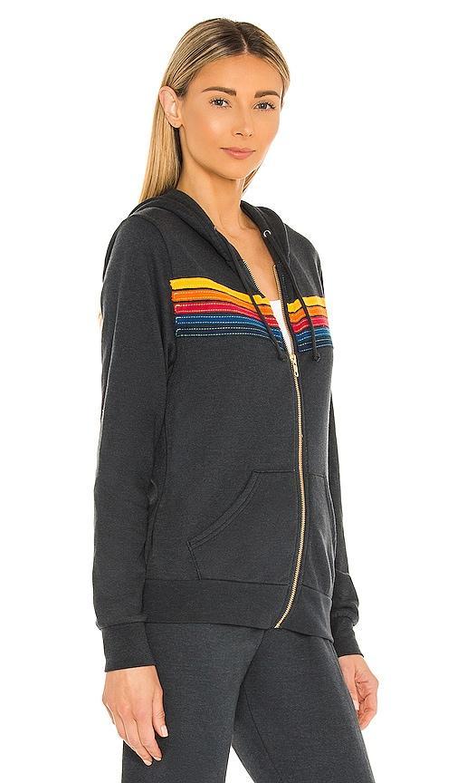 Aviator Nation 5 Stripe Zip Hoodie in Grey. - size L (also in XS, S, M, XL) Product Image