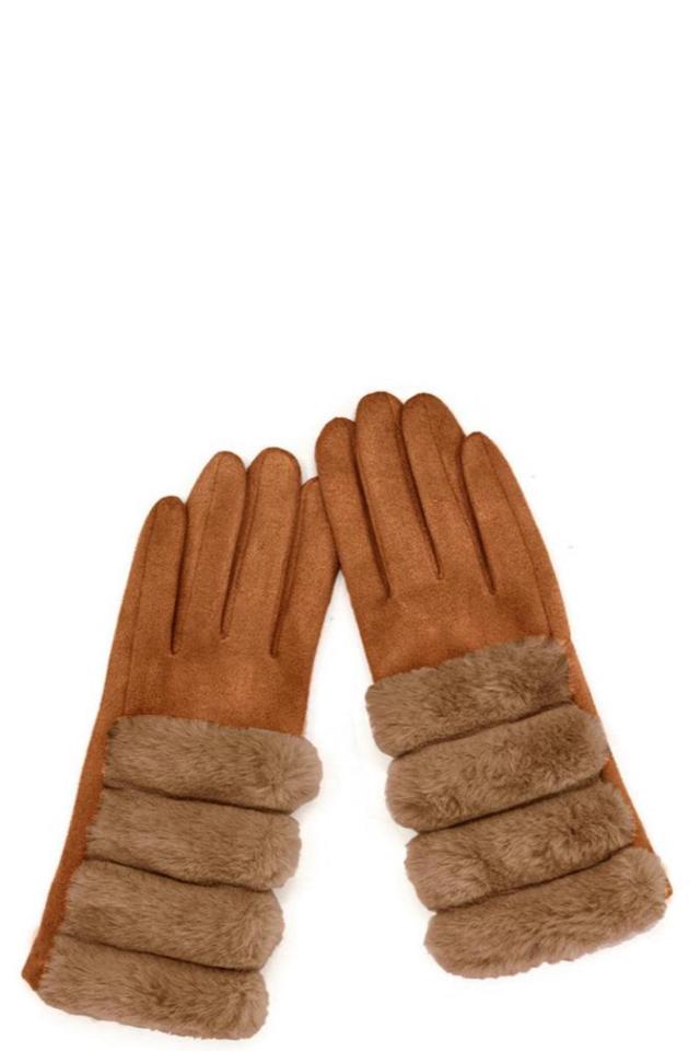 SOFT FUZZY FAUX FUR TRIM GLOVES Female Product Image