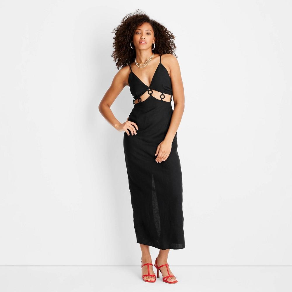 Womens Sleeveless Ring Detail Maxi Dress - Future Collective with Jenee Naylor Black 4 Product Image