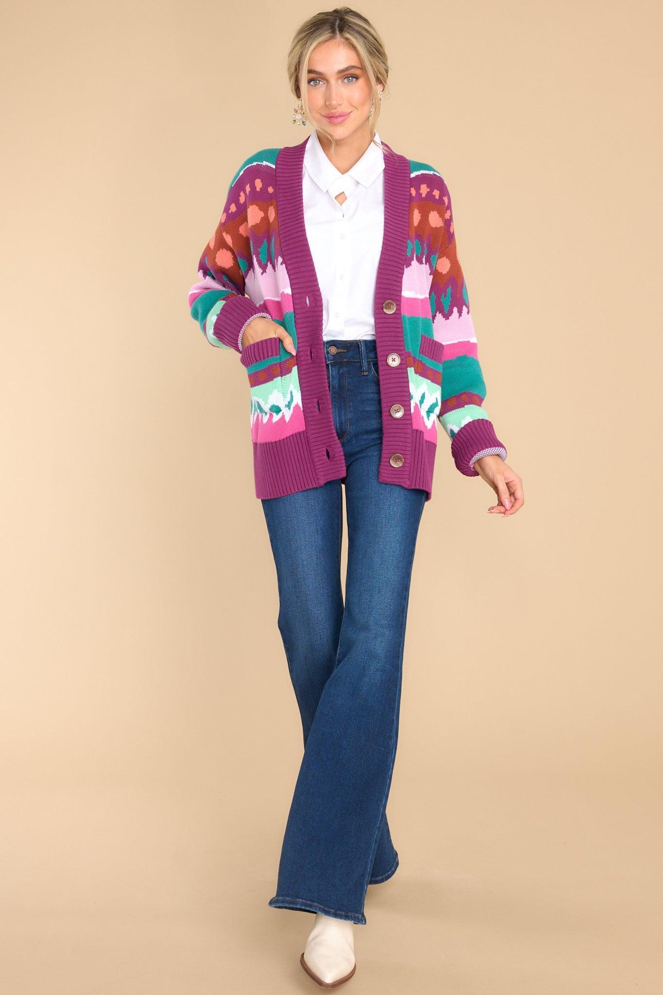 The Marie Multi Print Cardigan Product Image