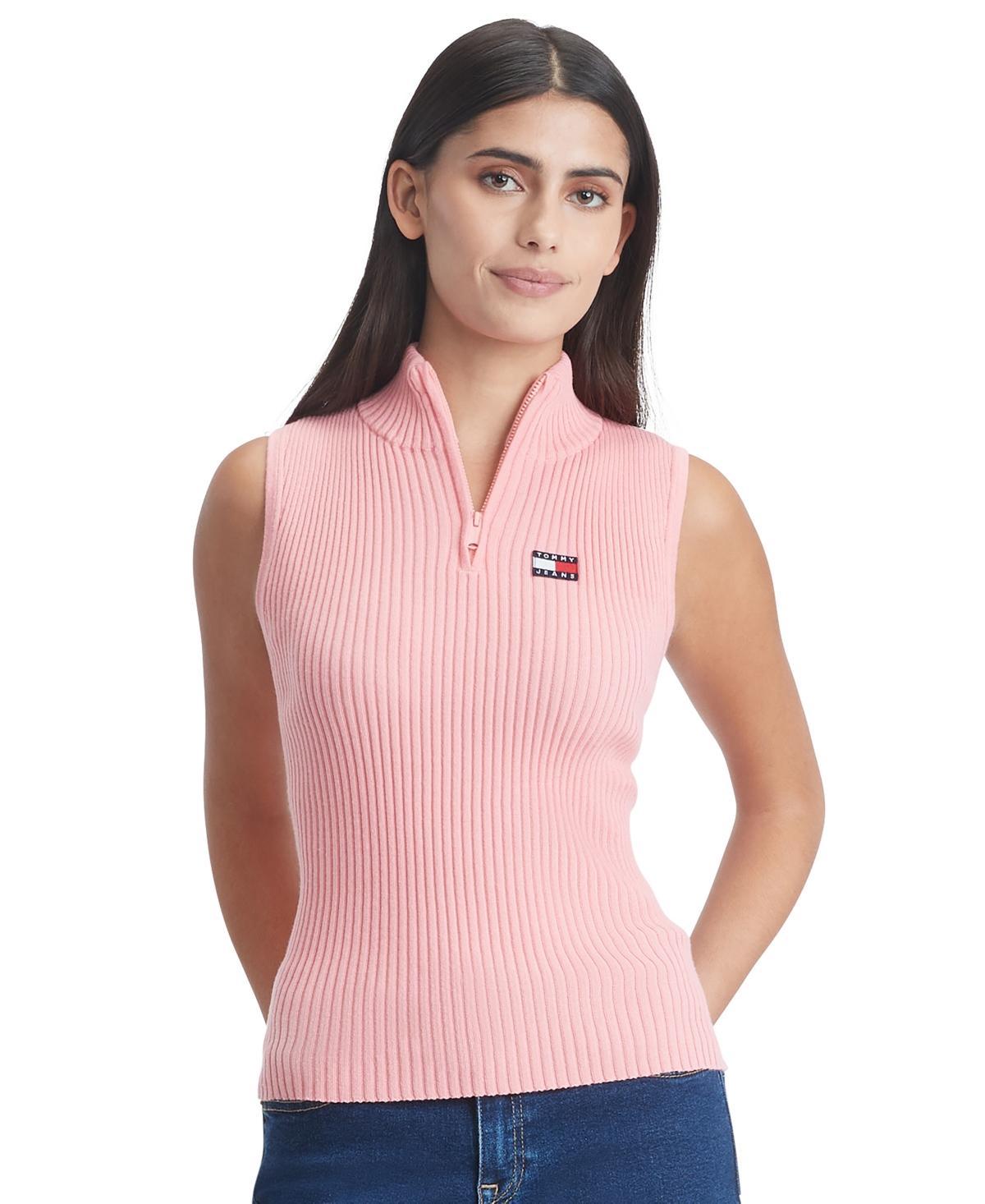 Tommy Jeans Womens 1/4-Zip Sleeveless Badge Sweater Product Image