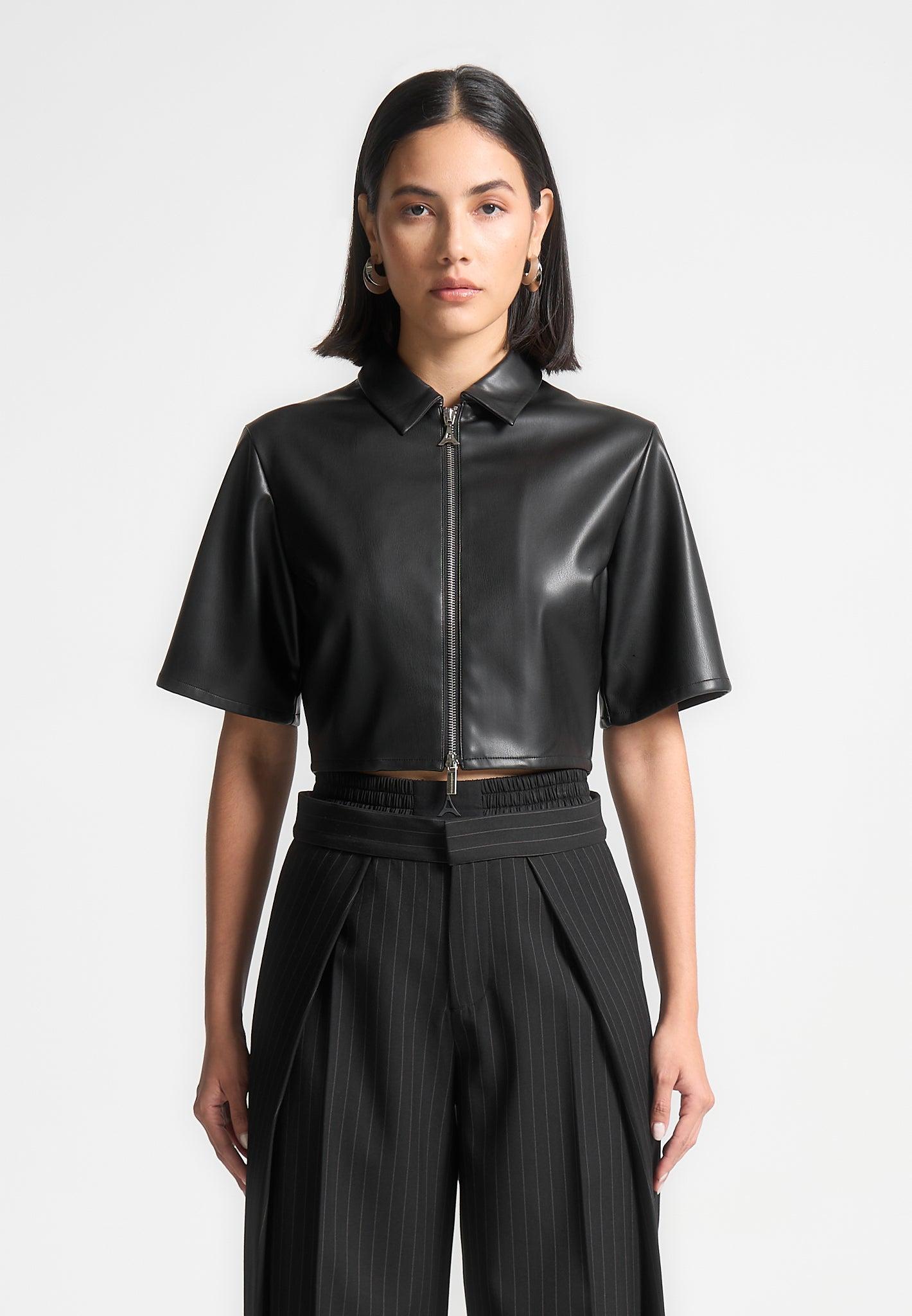 Leather Shirt - Black Female Product Image