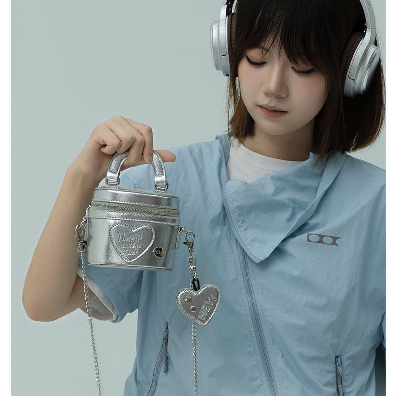 Heart Applique Metallic Bucket Bag Product Image