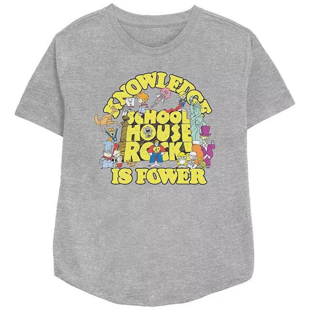 Disneys Schoolhouse Rock! Knowledge Is Power Womens Relaxed Fit Graphic Tee Athletic Grey Product Image