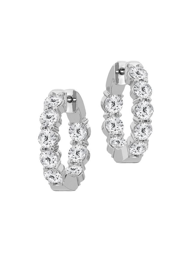 Womens 14K White Gold & 3 TCW Lab-Grown Diamond Inside-Out Hoop Earrings Product Image