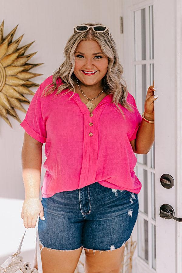 Coastal Breeze Shift Top in Hot Pink Curves Product Image