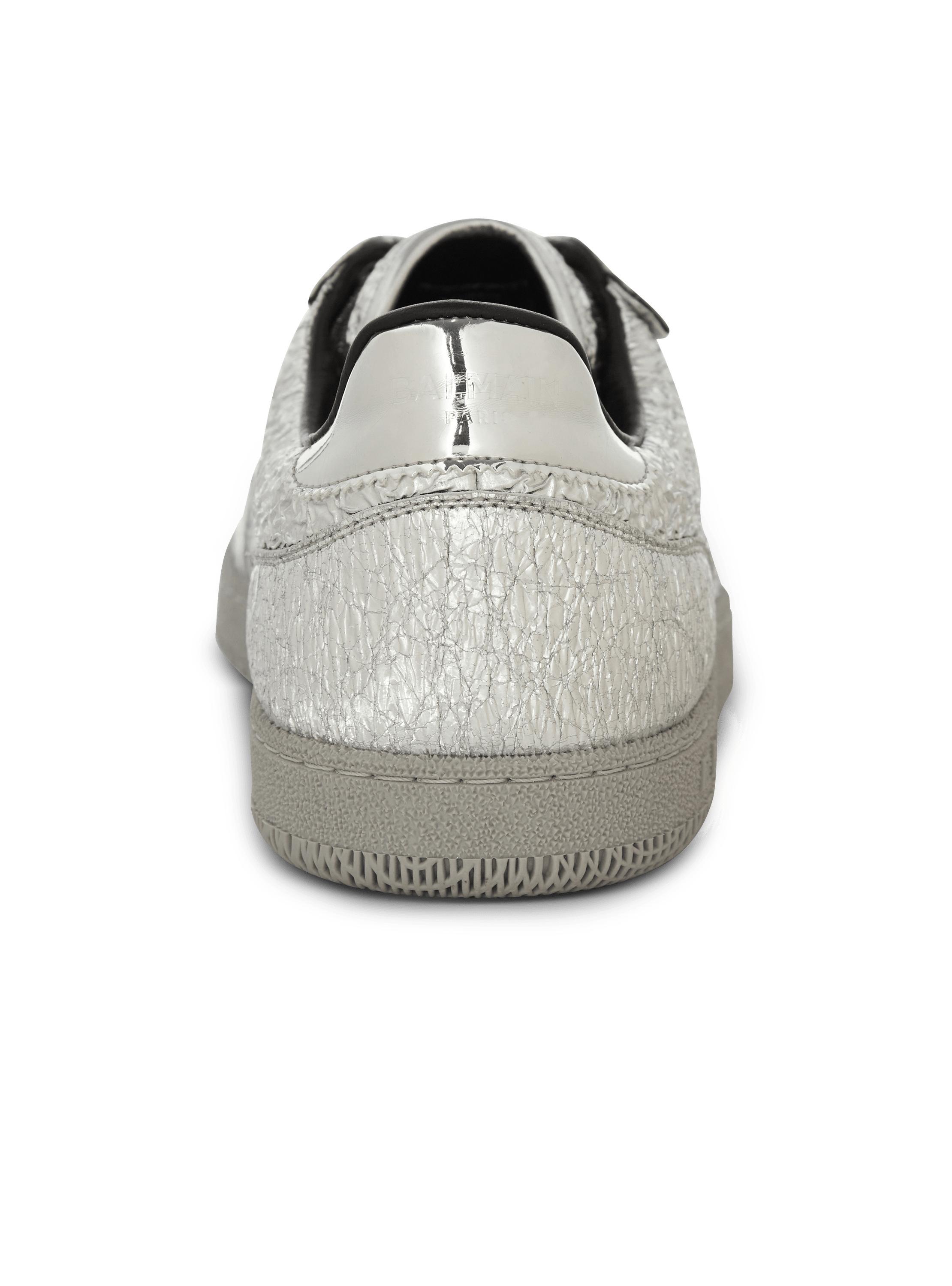 Balmain Swan silver leather sneakers Product Image