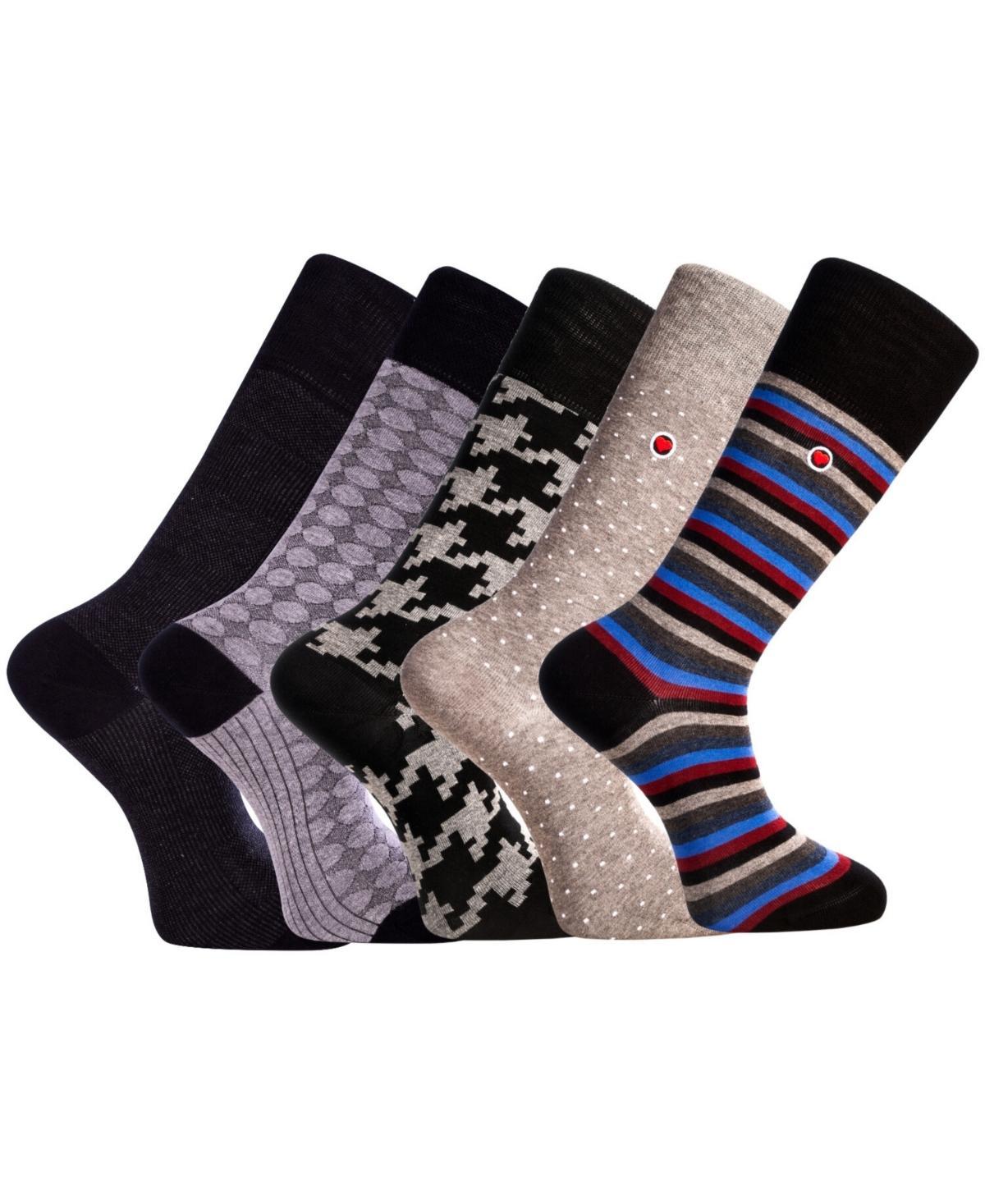 Love Sock Company Mens Luxury Cotton Mid-Calf Patterned Dress Socks with Seamless Toe. Seattle Bundle Sock, Pack Of 5 Product Image