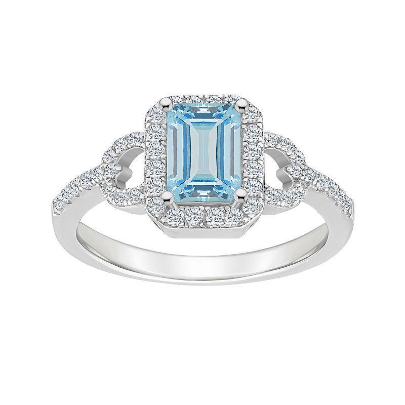 Celebration Gems Sterling Silver Sky Blue Topaz & White Topaz Accent Ring, Womens Product Image