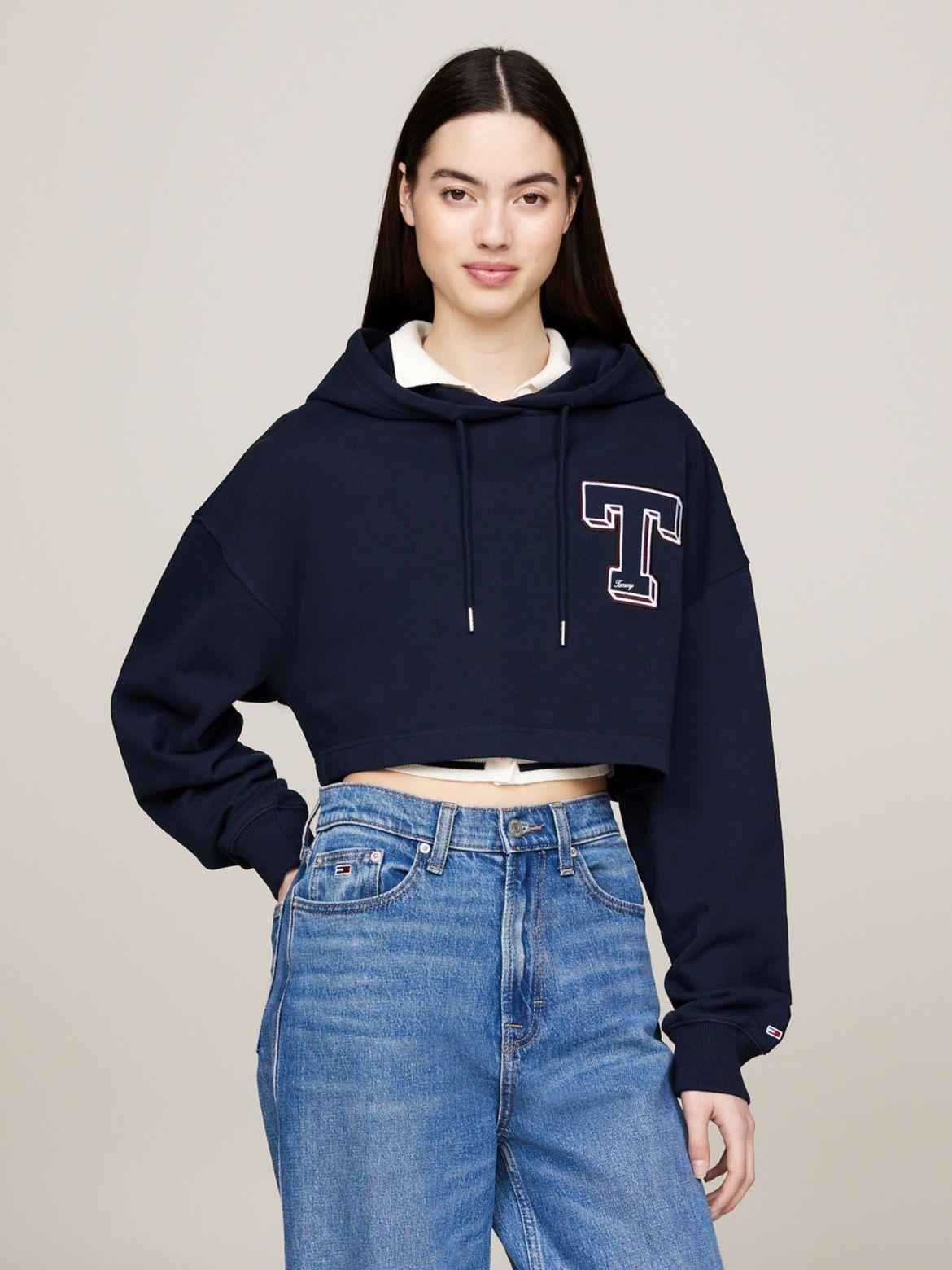 Tommy Hilfiger Women's Cropped Fit Tommy Pullover Hoodie Product Image