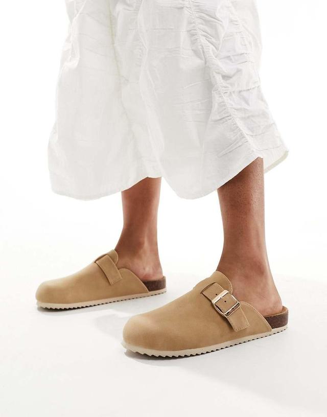 Truffle Collection faux suede clogs in beige Product Image