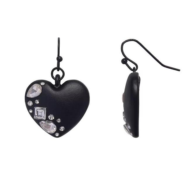 Emberly Black Heart Crystal Drop Earrings, Womens Product Image