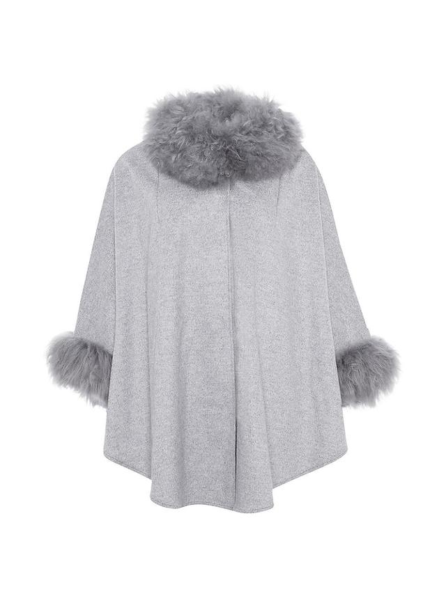 Womens Cashmere and Wool Blend Cape with Select Lamb Trim Product Image